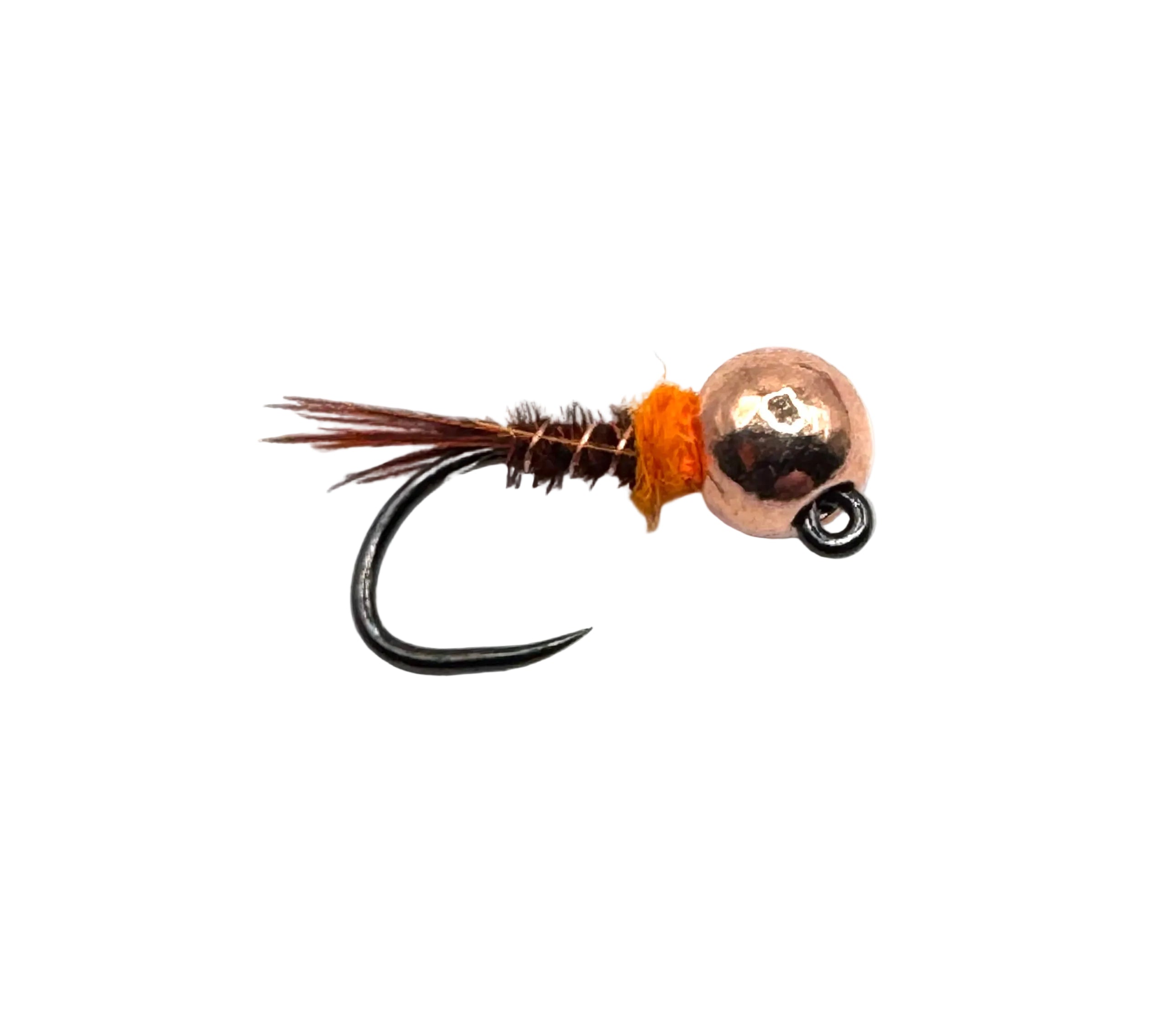 Size 14 Orange Frenchie Nymph – Copper Bead – theflydoctor