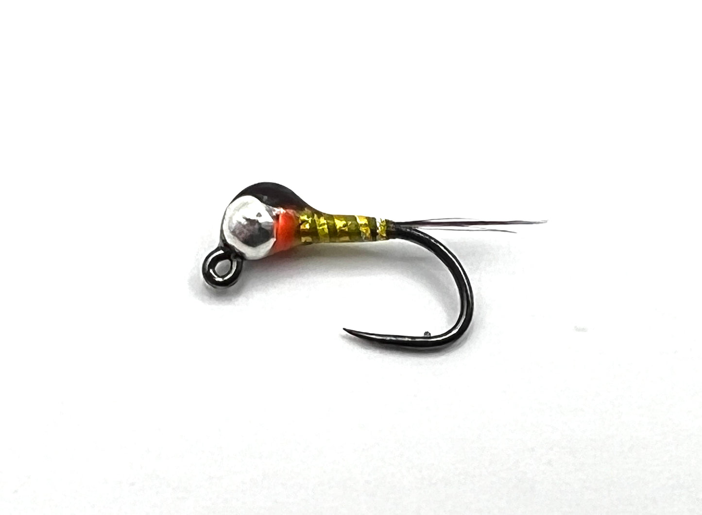 Size 16 Yellow Perdigons with Orange Hot Spot