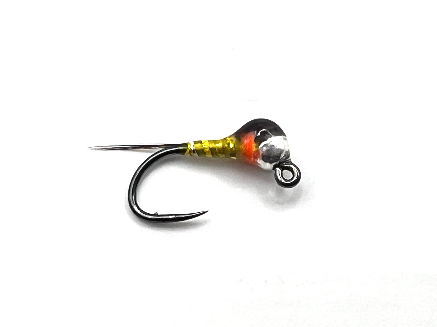 Size 16 Yellow Perdigons with Orange Hot Spot