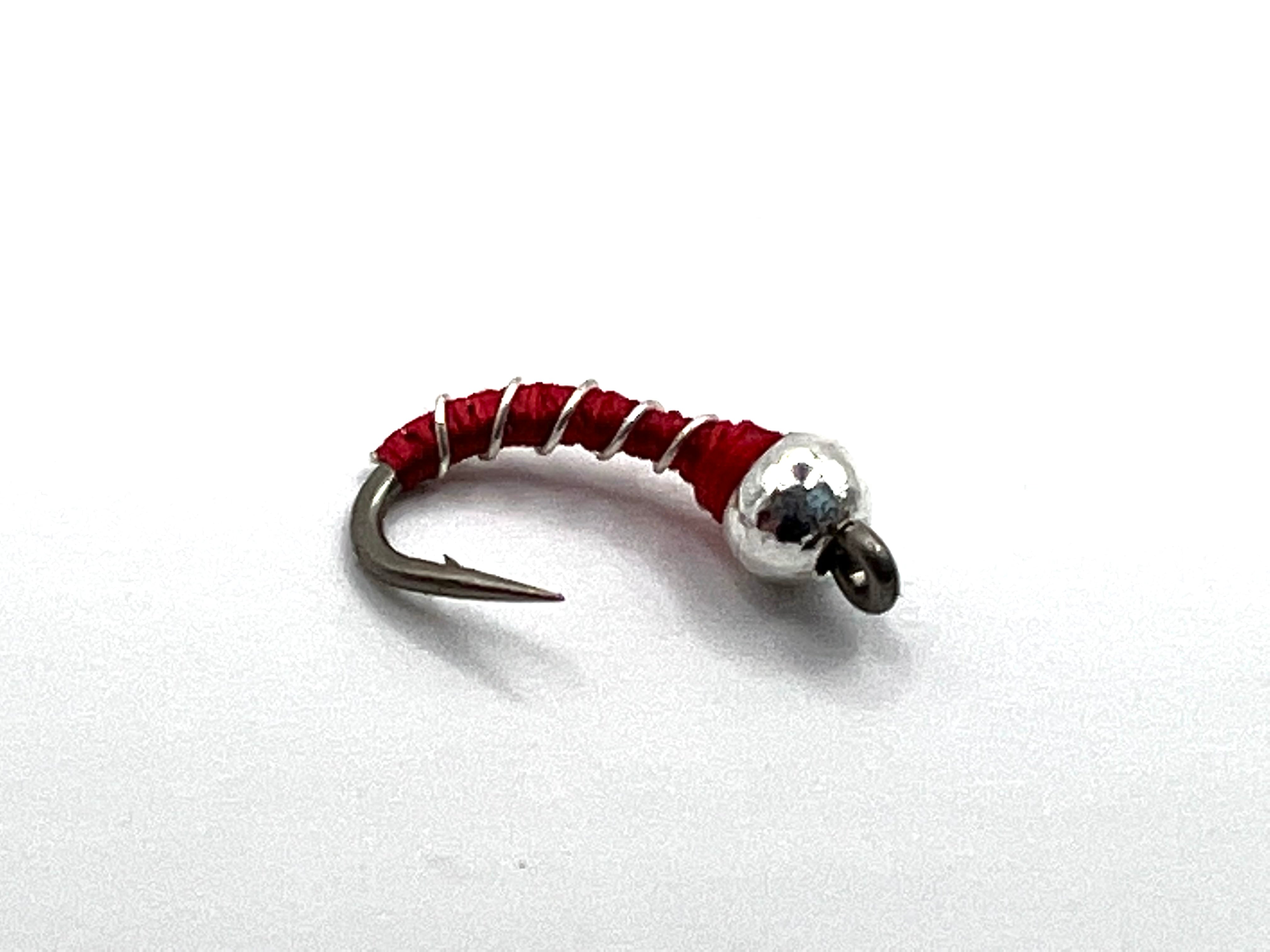 Thread Head Zebra Midge Nymph Fly, 6-Pack - Black or Red #22 / Red