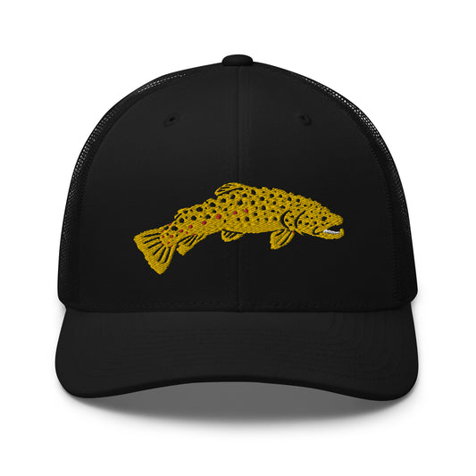 Unisex Adult Brown Trout Trucker Hat | Yupoong 6606