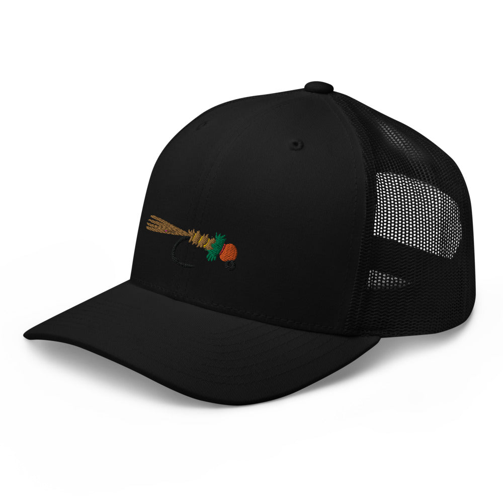 Unisex Adult Peacock Frenchie Retro Trucker Hat | Yupoong 6606
