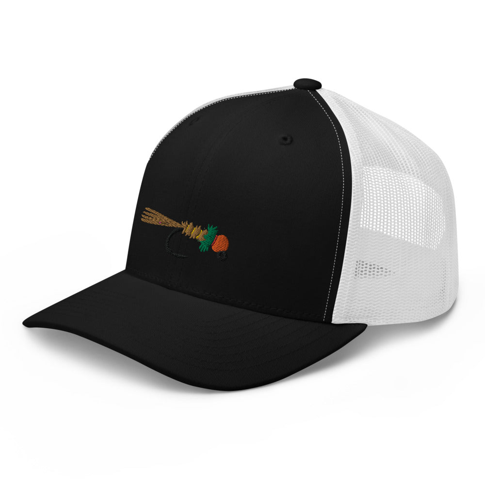 Unisex Adult Peacock Frenchie Retro Trucker Hat | Yupoong 6606