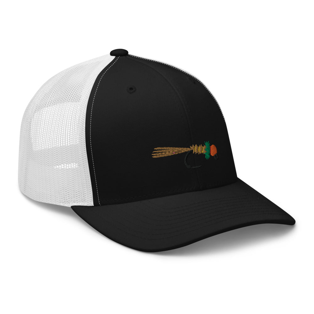 Unisex Adult Peacock Frenchie Retro Trucker Hat | Yupoong 6606