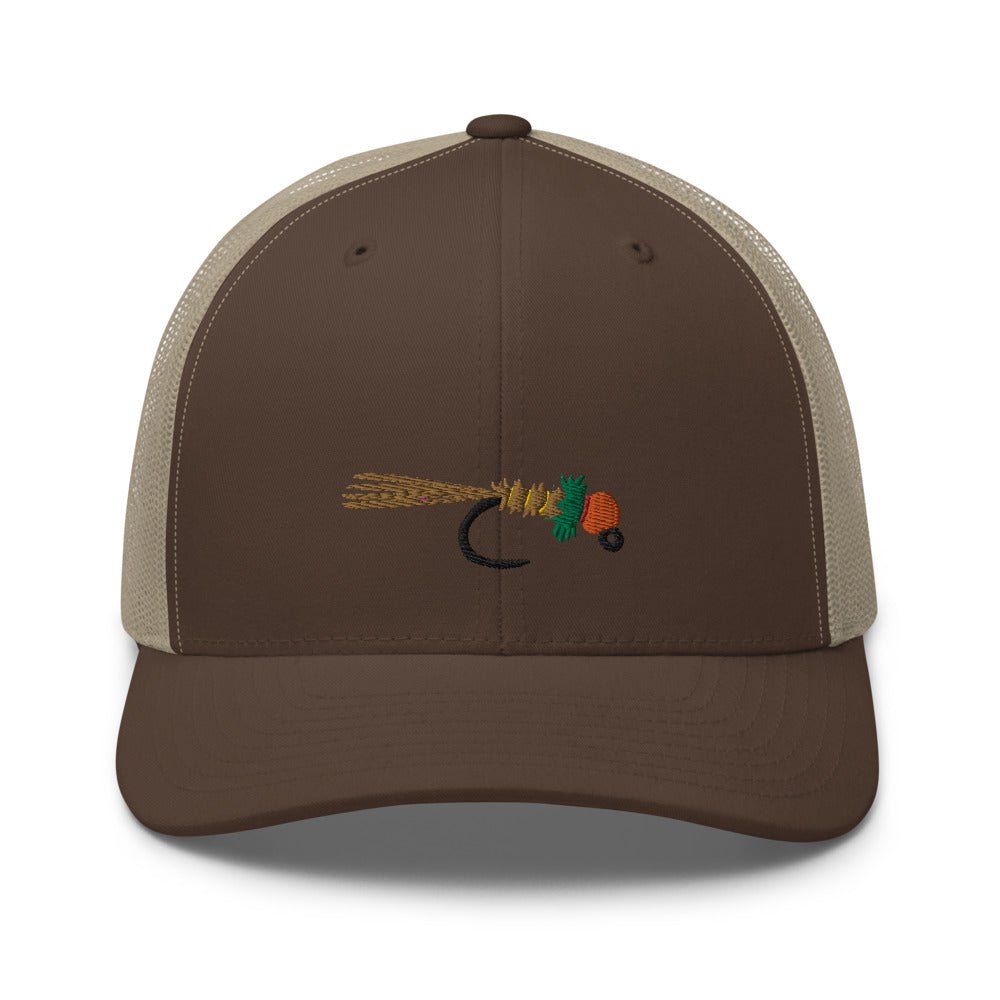 Unisex Adult Peacock Frenchie Retro Trucker Hat | Yupoong 6606