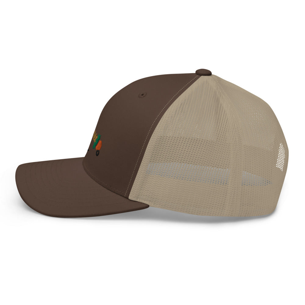 Unisex Adult Peacock Frenchie Retro Trucker Hat | Yupoong 6606
