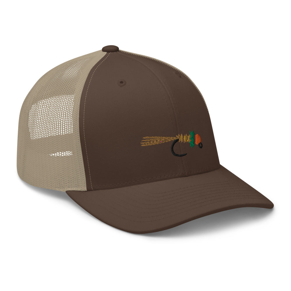 Unisex Adult Peacock Frenchie Retro Trucker Hat | Yupoong 6606