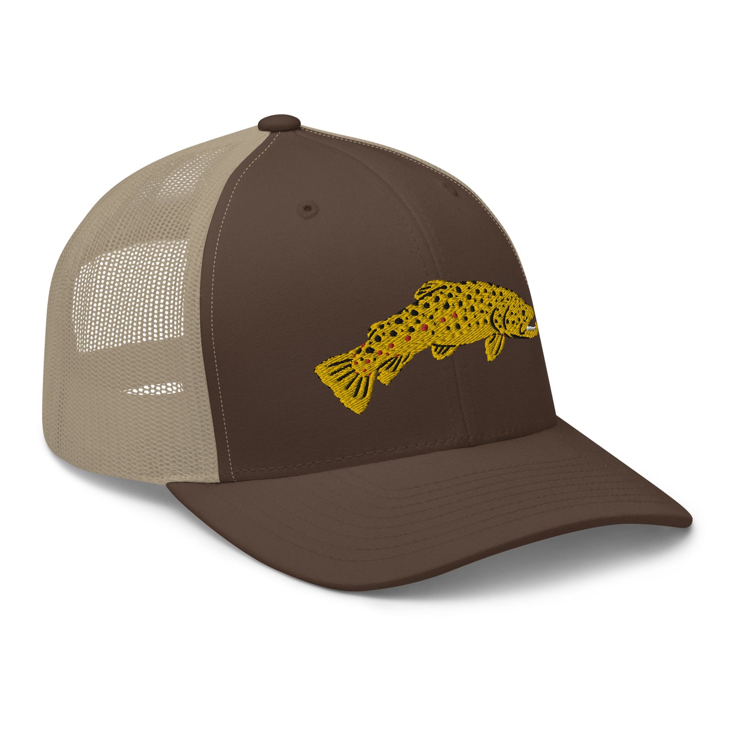 Unisex Adult Brown Trout Trucker Hat | Yupoong 6606
