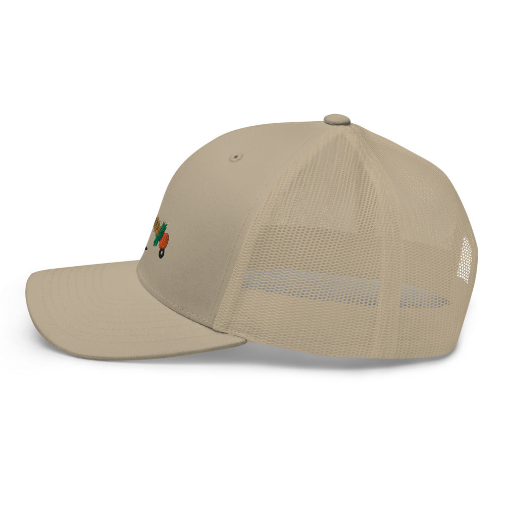 Unisex Adult Peacock Frenchie Retro Trucker Hat | Yupoong 6606