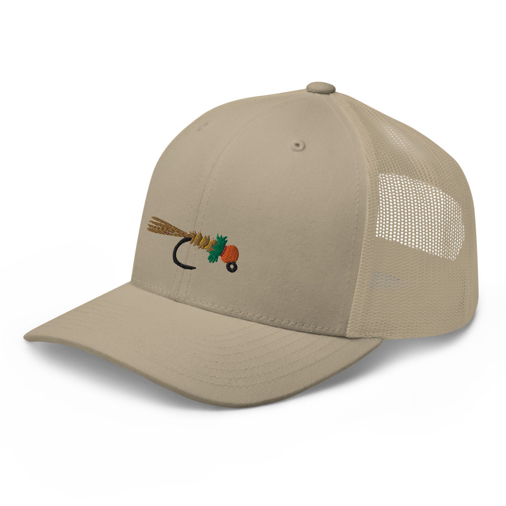 Unisex Adult Peacock Frenchie Retro Trucker Hat | Yupoong 6606