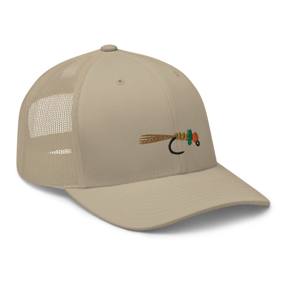 Unisex Adult Peacock Frenchie Retro Trucker Hat | Yupoong 6606