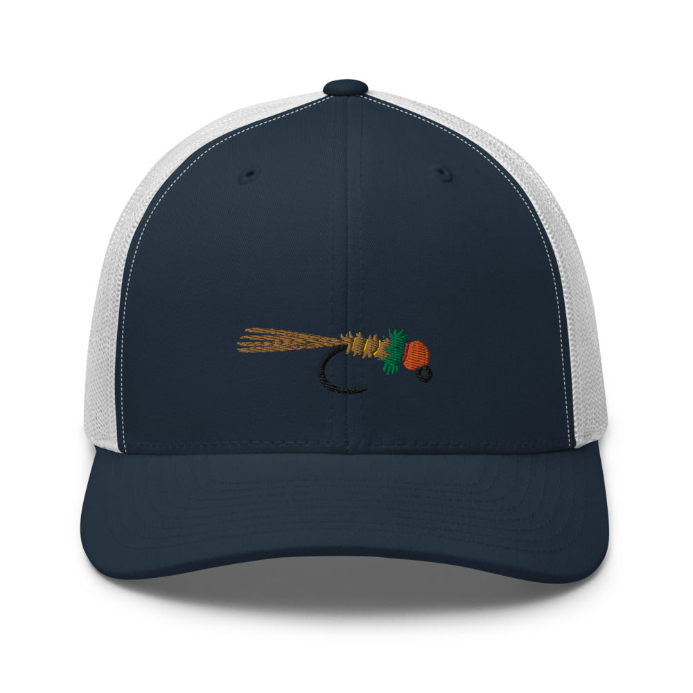 Unisex Adult Peacock Frenchie Retro Trucker Hat | Yupoong 6606