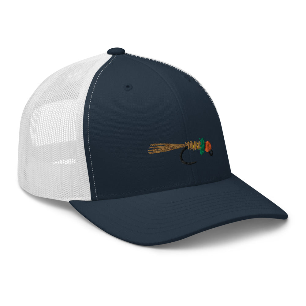 Unisex Adult Peacock Frenchie Retro Trucker Hat | Yupoong 6606