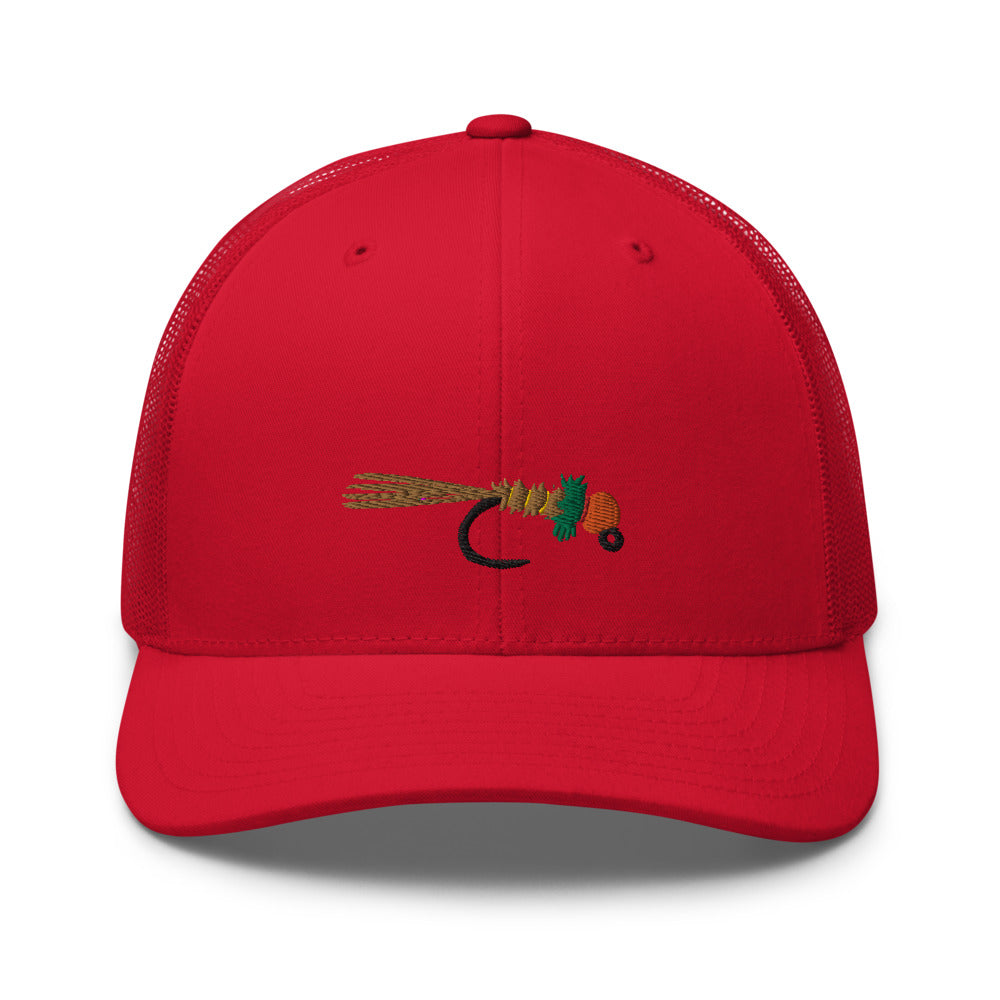 Unisex Adult Peacock Frenchie Retro Trucker Hat | Yupoong 6606