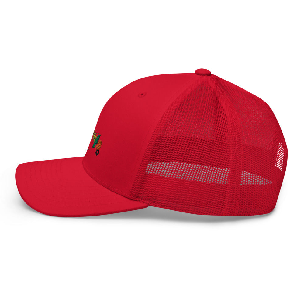 Unisex Adult Peacock Frenchie Retro Trucker Hat | Yupoong 6606