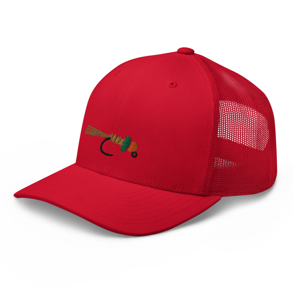 Unisex Adult Peacock Frenchie Retro Trucker Hat | Yupoong 6606
