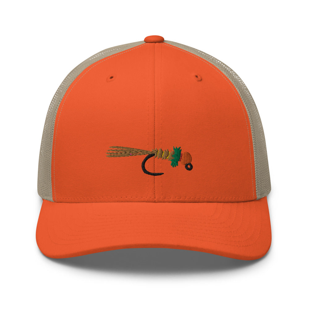 Unisex Adult Peacock Frenchie Retro Trucker Hat | Yupoong 6606