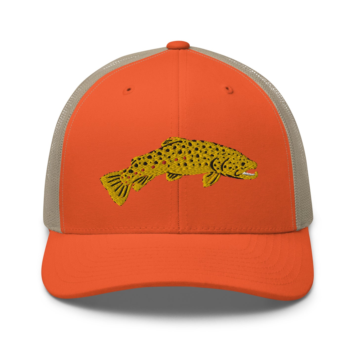 Unisex Adult Brown Trout Trucker Hat | Yupoong 6606