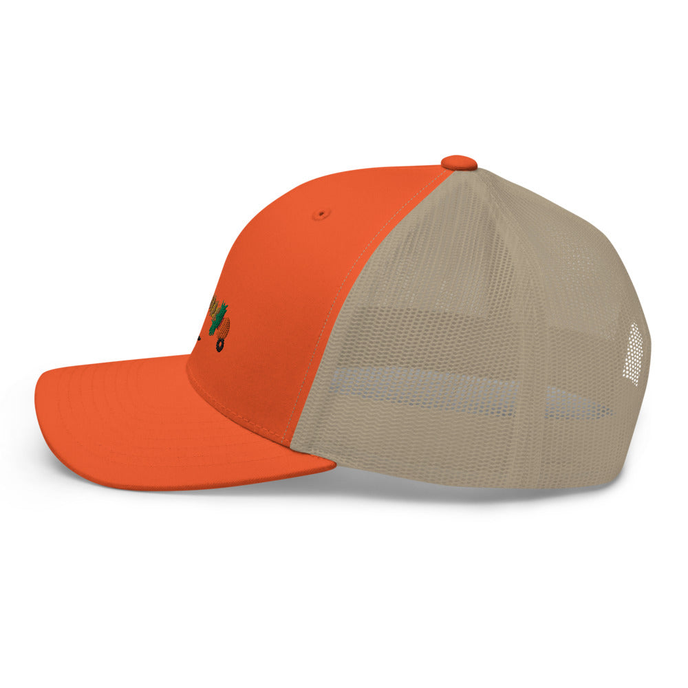 Unisex Adult Peacock Frenchie Retro Trucker Hat | Yupoong 6606