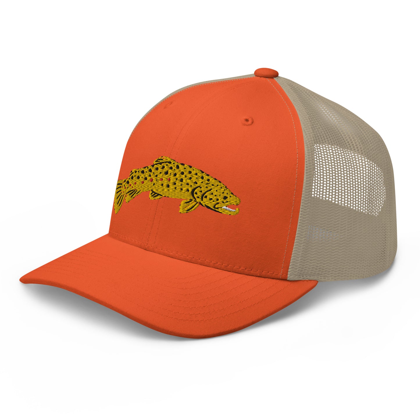 Unisex Adult Brown Trout Trucker Hat | Yupoong 6606