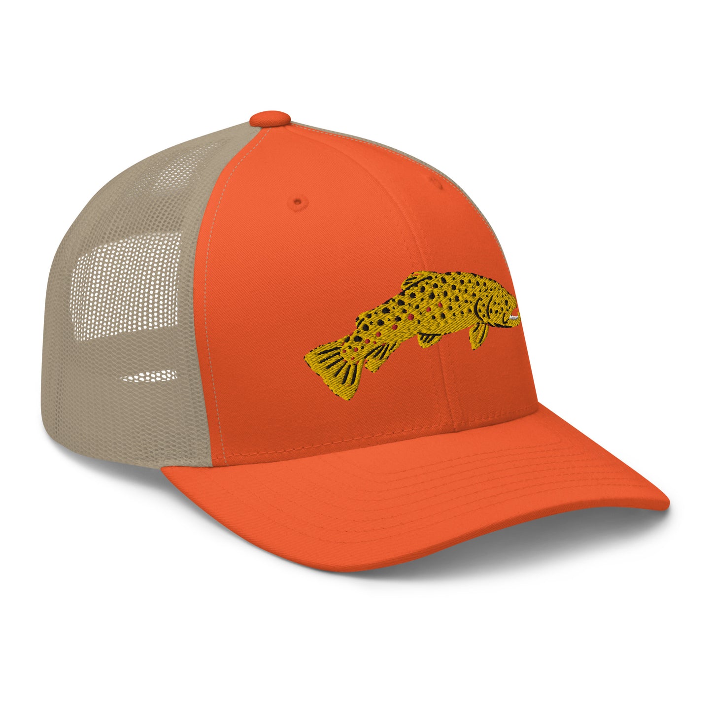 Unisex Adult Brown Trout Trucker Hat | Yupoong 6606