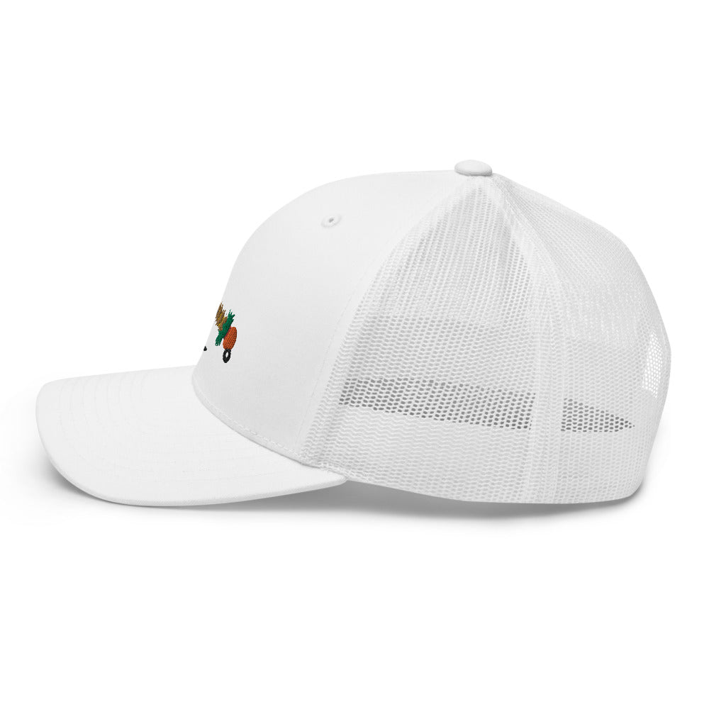 Unisex Adult Peacock Frenchie Retro Trucker Hat | Yupoong 6606