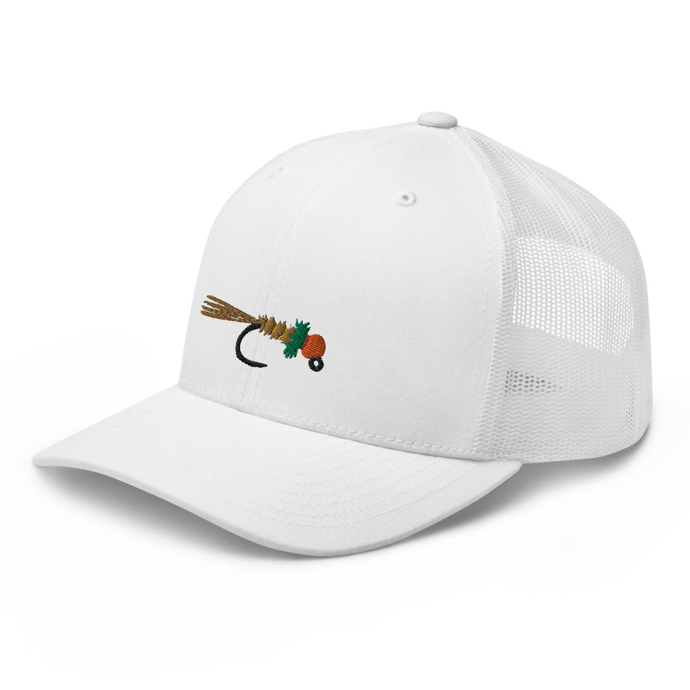 Unisex Adult Peacock Frenchie Retro Trucker Hat | Yupoong 6606