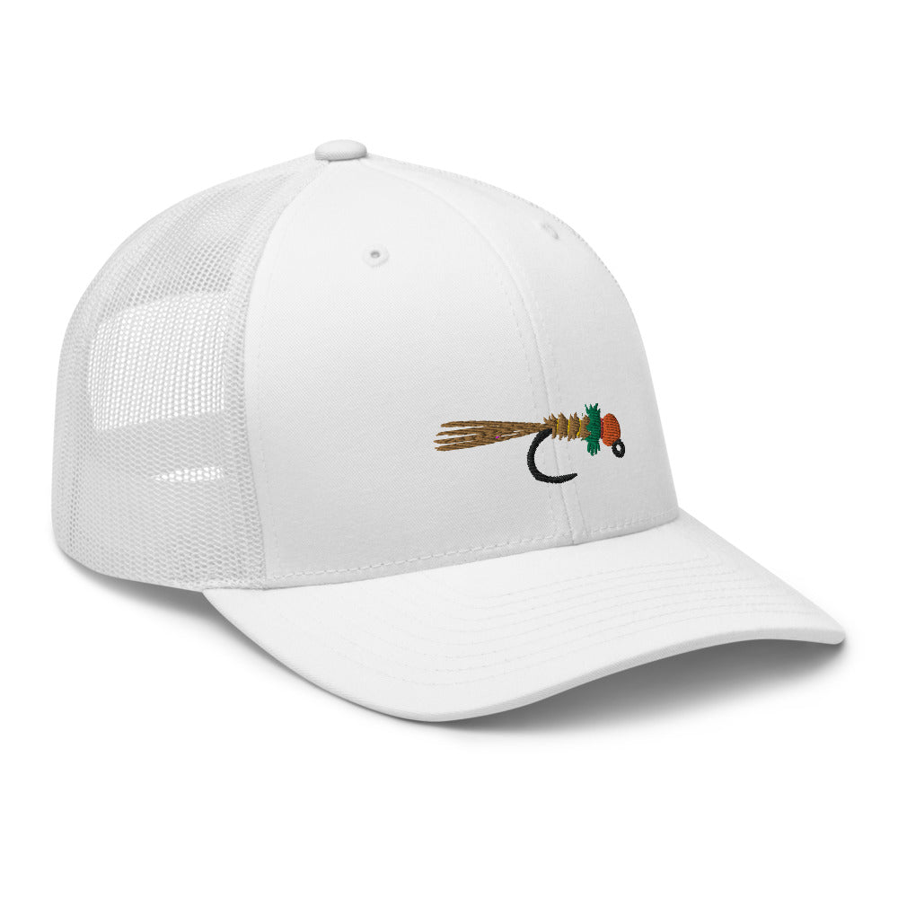 Unisex Adult Peacock Frenchie Retro Trucker Hat | Yupoong 6606