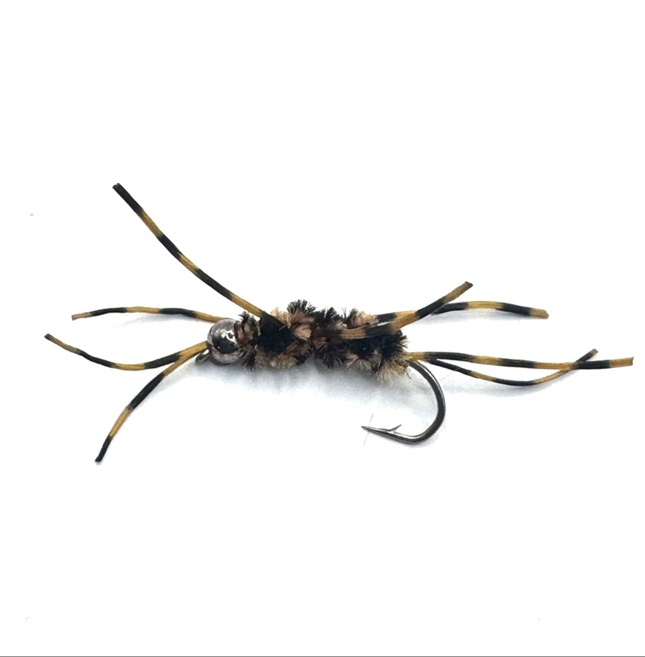 Black and yellow feather spider fishing lure with hook