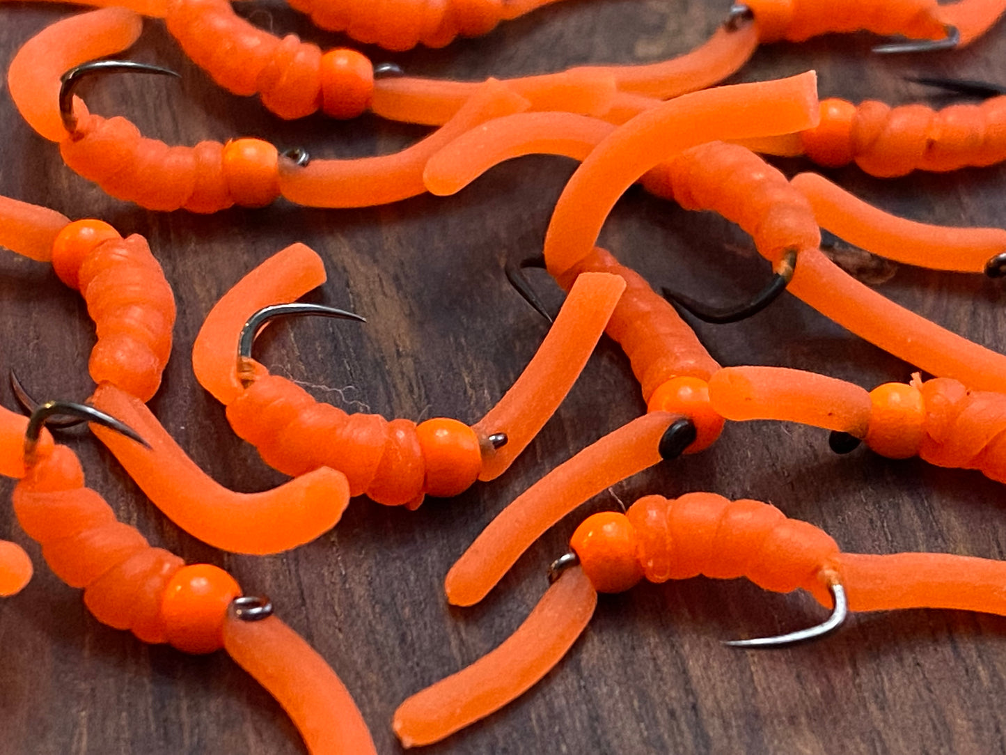 Fluorescent orange squirmy worms