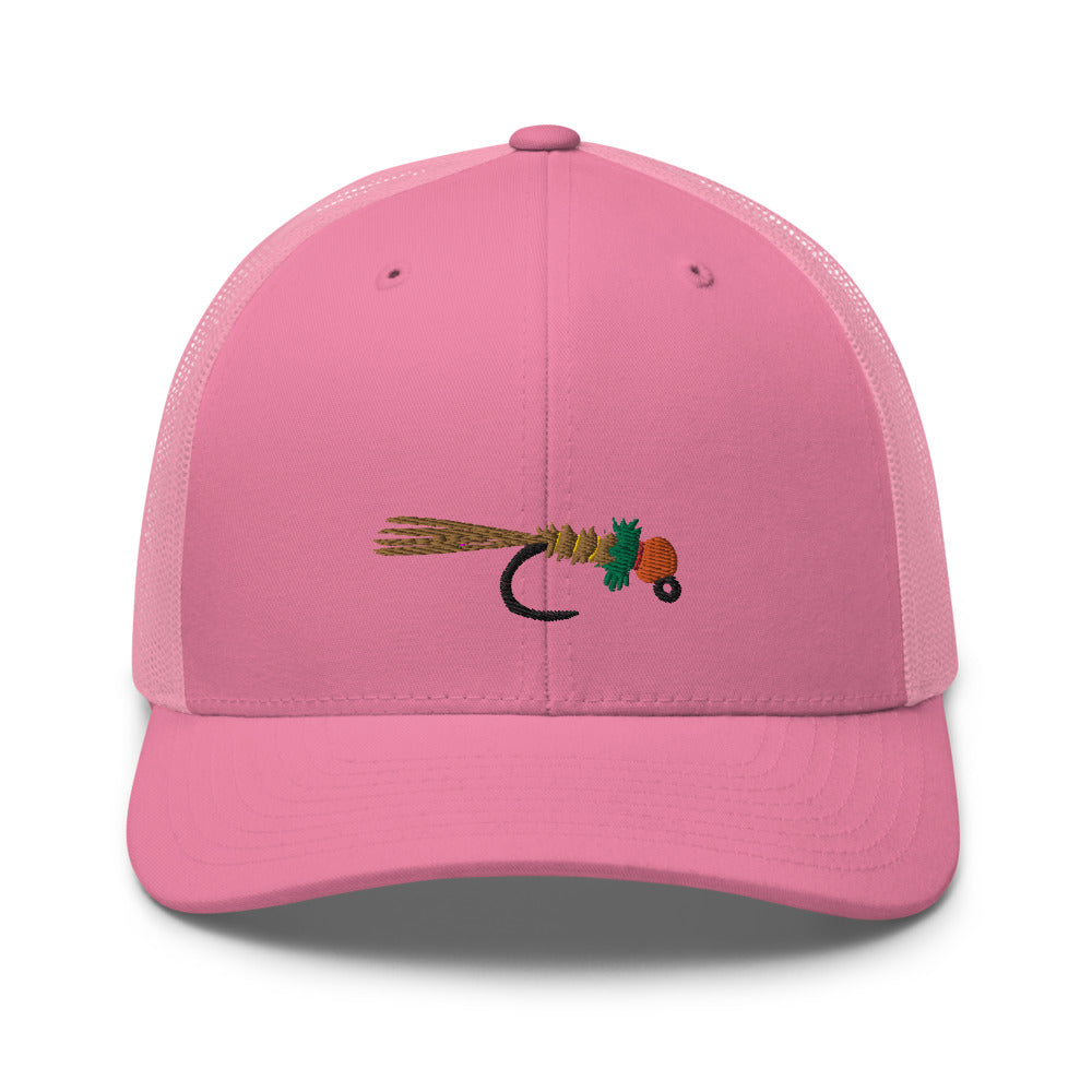 Unisex Adult Peacock Frenchie Retro Trucker Hat | Yupoong 6606